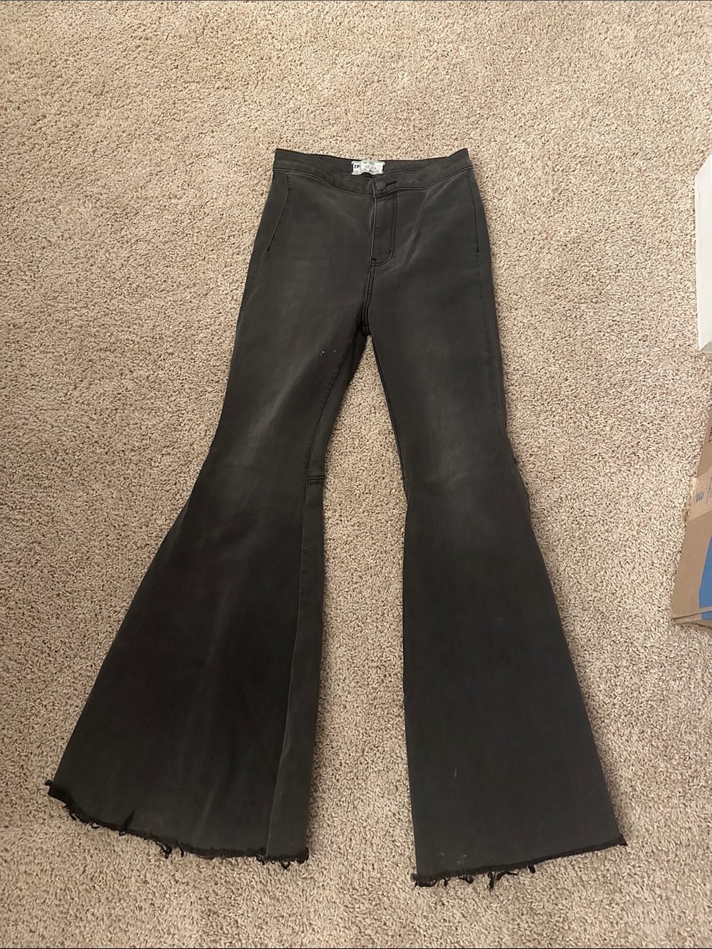 Free People Black Flare Jeans with Raw Hem